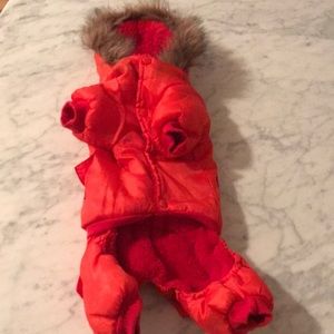 Doggie Red Hooded Snow suit